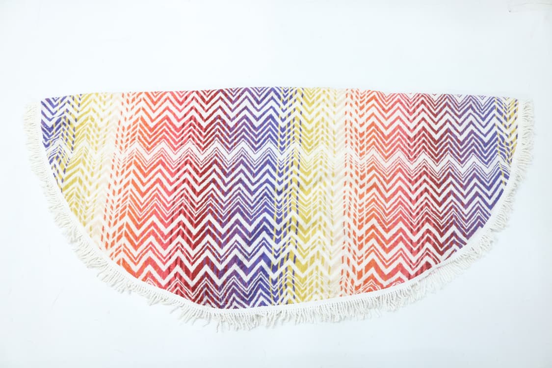 MARUSHIN 마루신 빈티지 지그재그 패턴 라운드 태슬 비치 타월 러그 상품이미지4