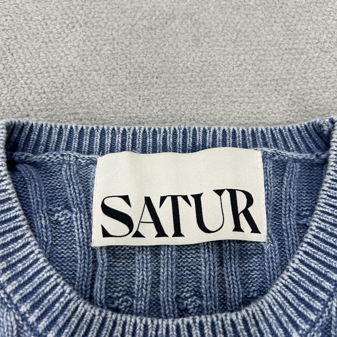 SATUR 블루 케이블 니트 스웨터 L 상품이미지2