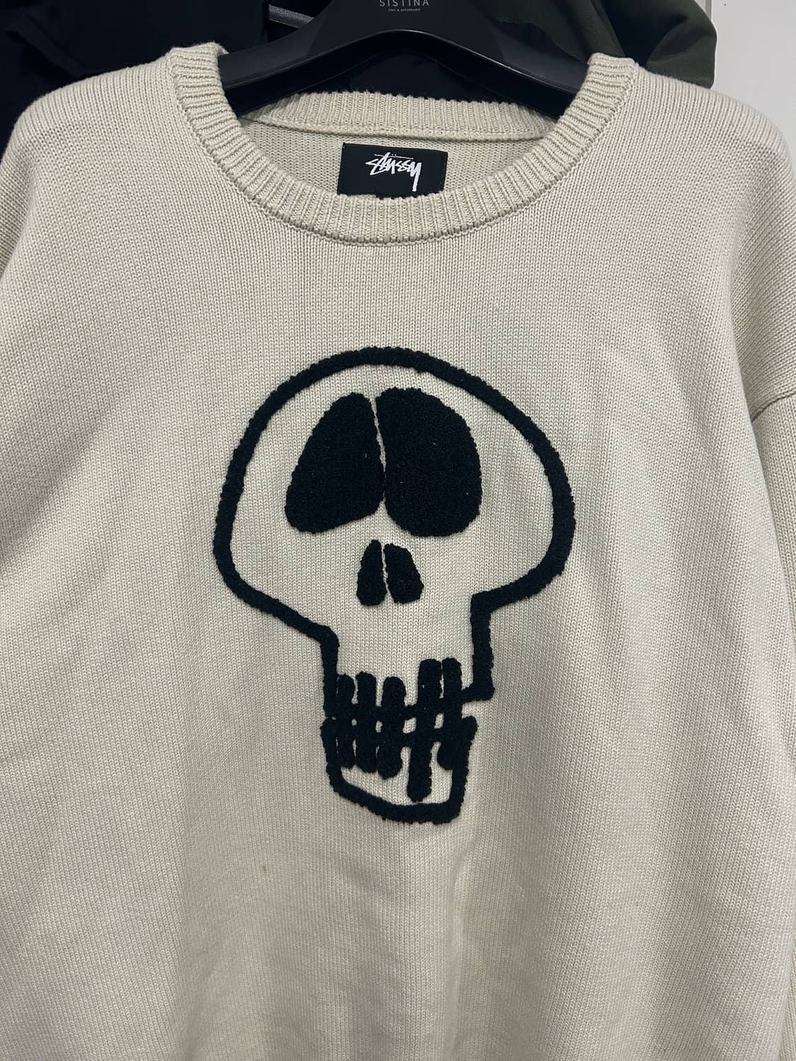 [XL] 스투시 스컬 니트 내츄럴 컬러 상품이미지2