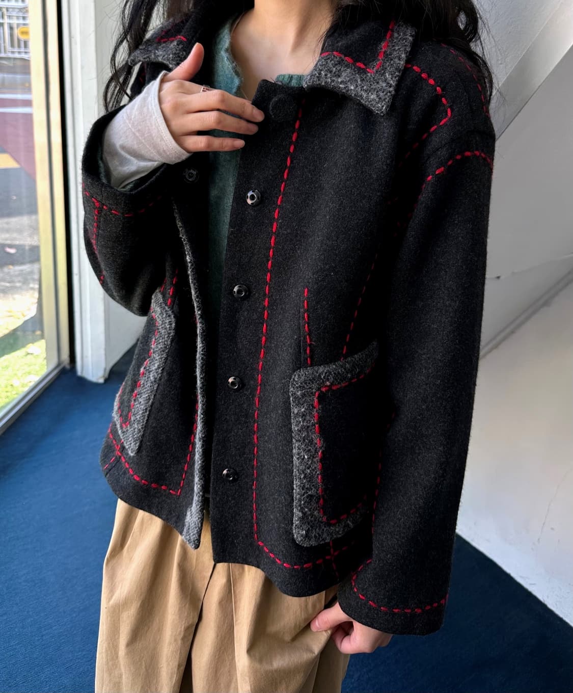 Mosser wool design stitch short coat 상품이미지7