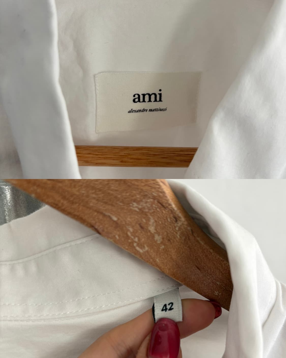 Ami 아미 화이트 포켓 하트자수 오버 셔츠 상품이미지7