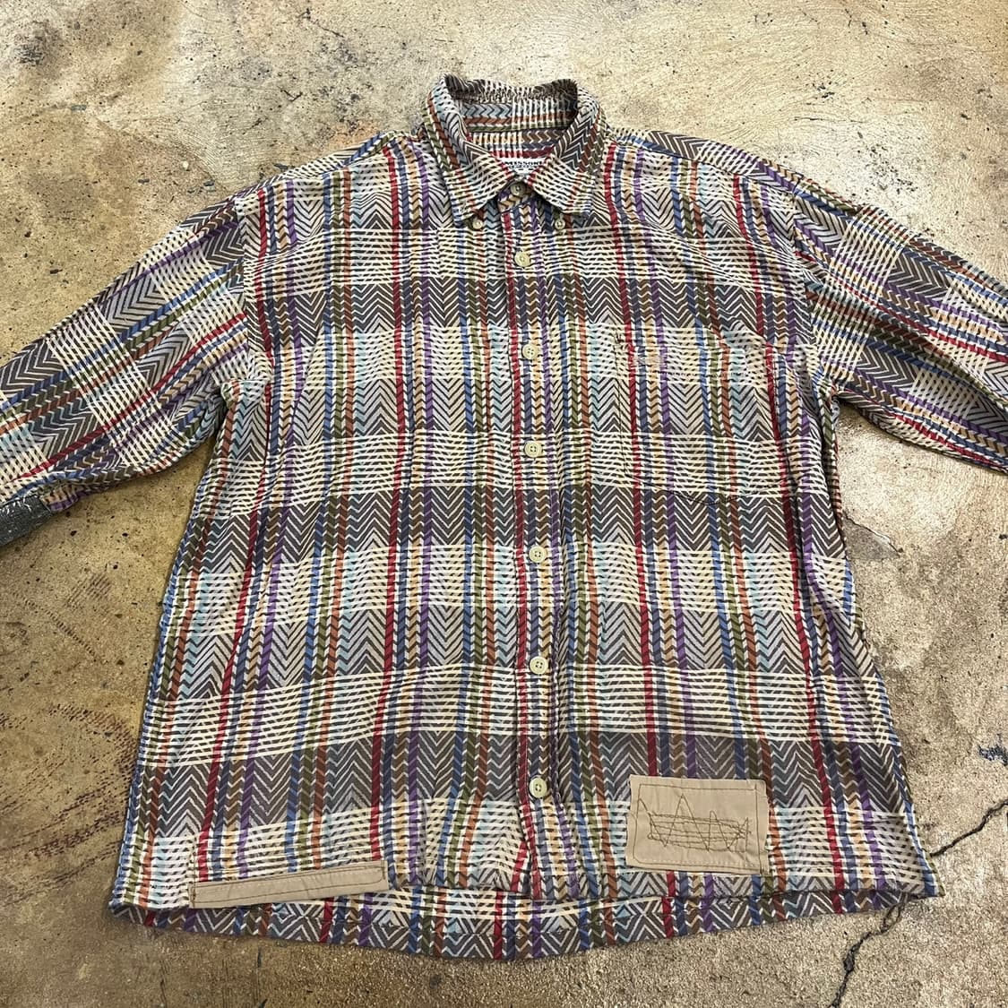 [정품/50] 미쏘니 체크 카라 셔츠 긴팔티 b17 상품이미지3