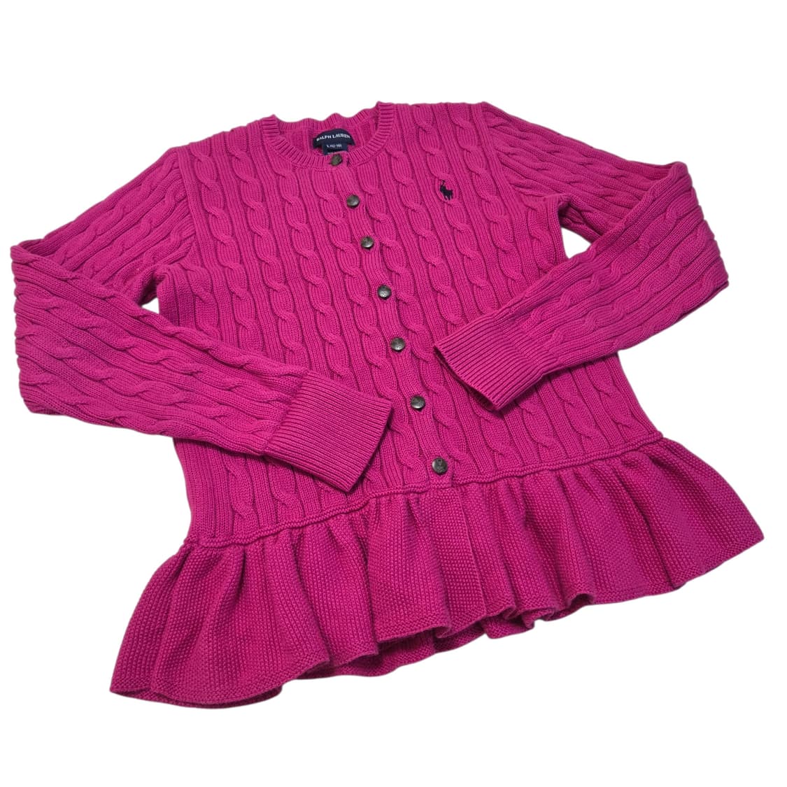 Ralph Lauren 폴로 랄프로렌 핑크 꽈배기 프릴 가디건 상품이미지2