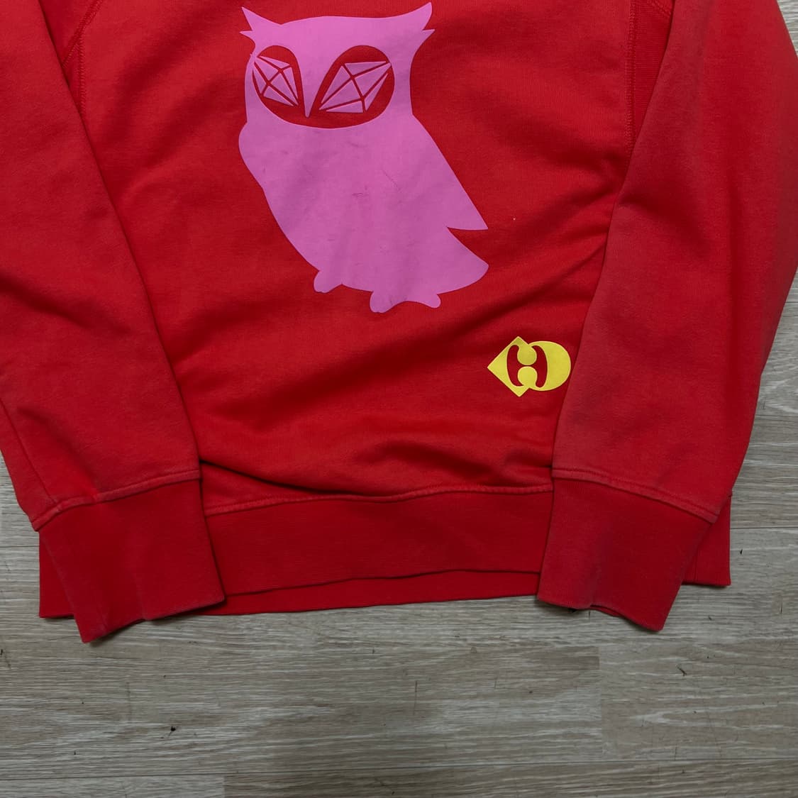 럭키슈에뜨 여성 올빼미 빅프린팅 맨투맨 티셔츠 [레드] M/95 상품이미지3