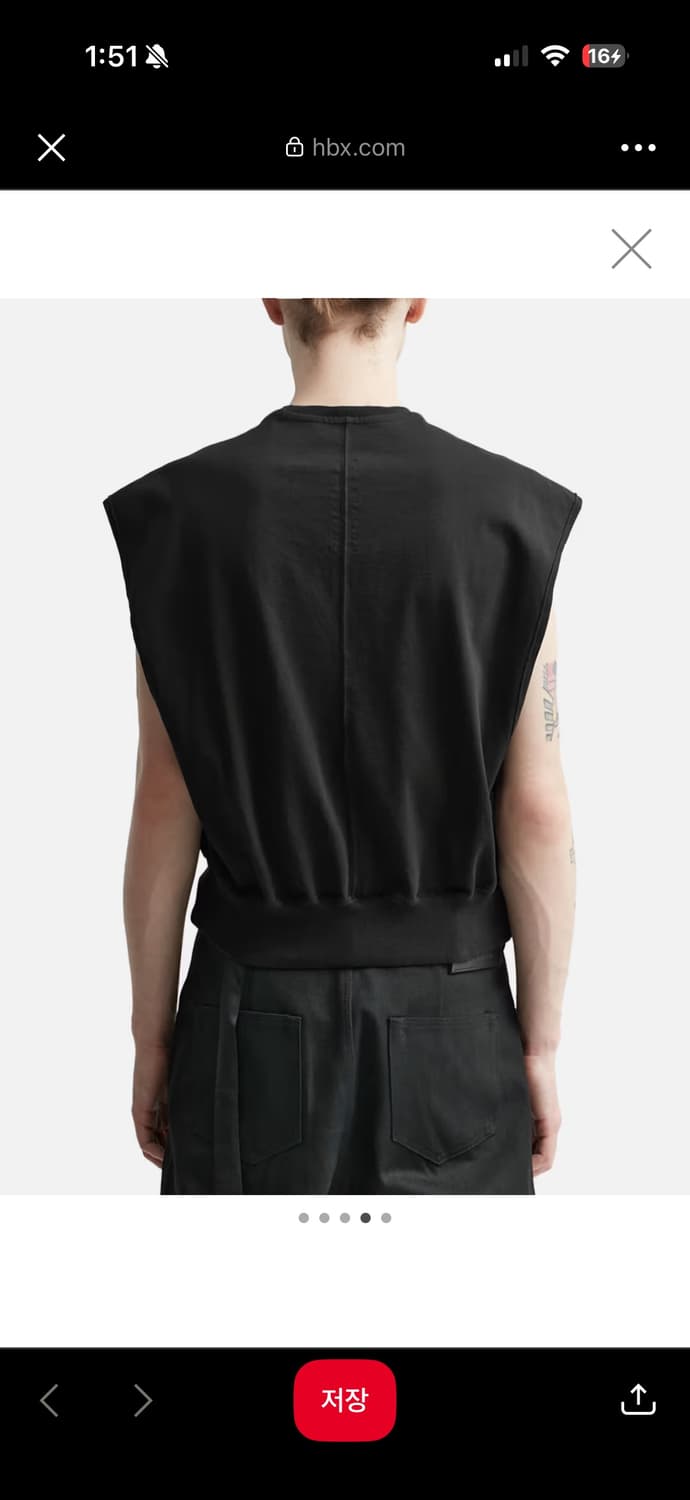 릭오웬스 슬리브리스 스웻 티셔츠 상품이미지6