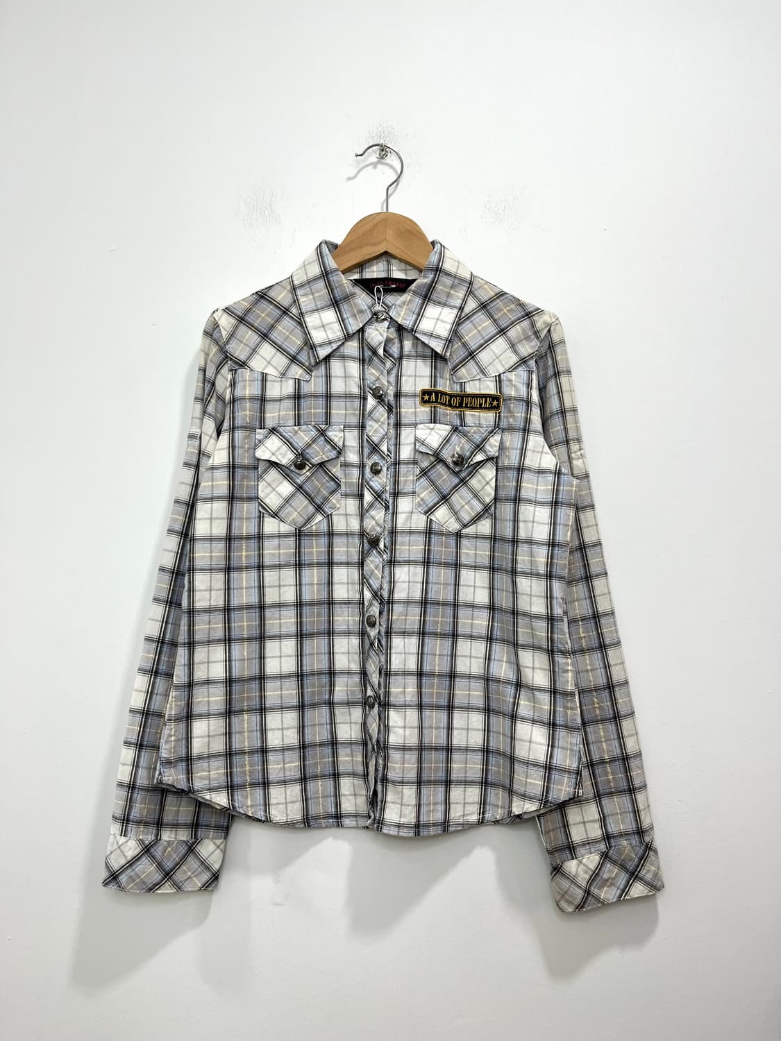 락펑크 웨스턴  양각 버튼 포켓 체크 셔츠 상품이미지1