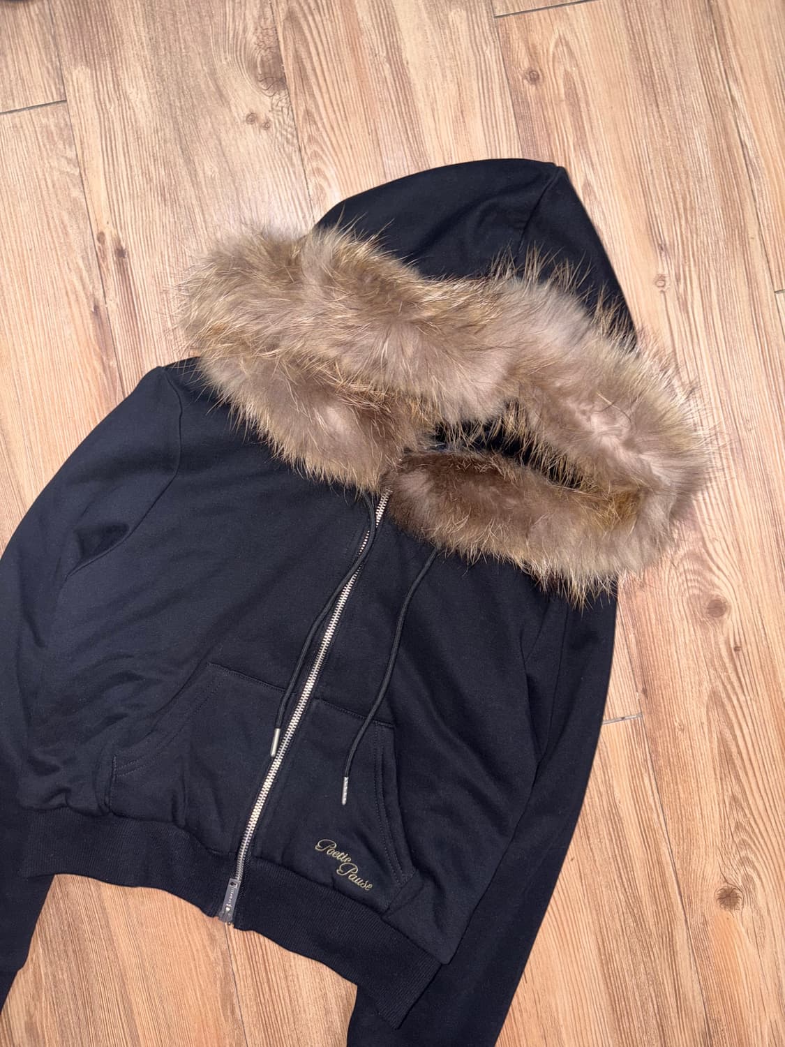 베이델리 후드 퍼 투웨이 후드집업 블랙 상품이미지4