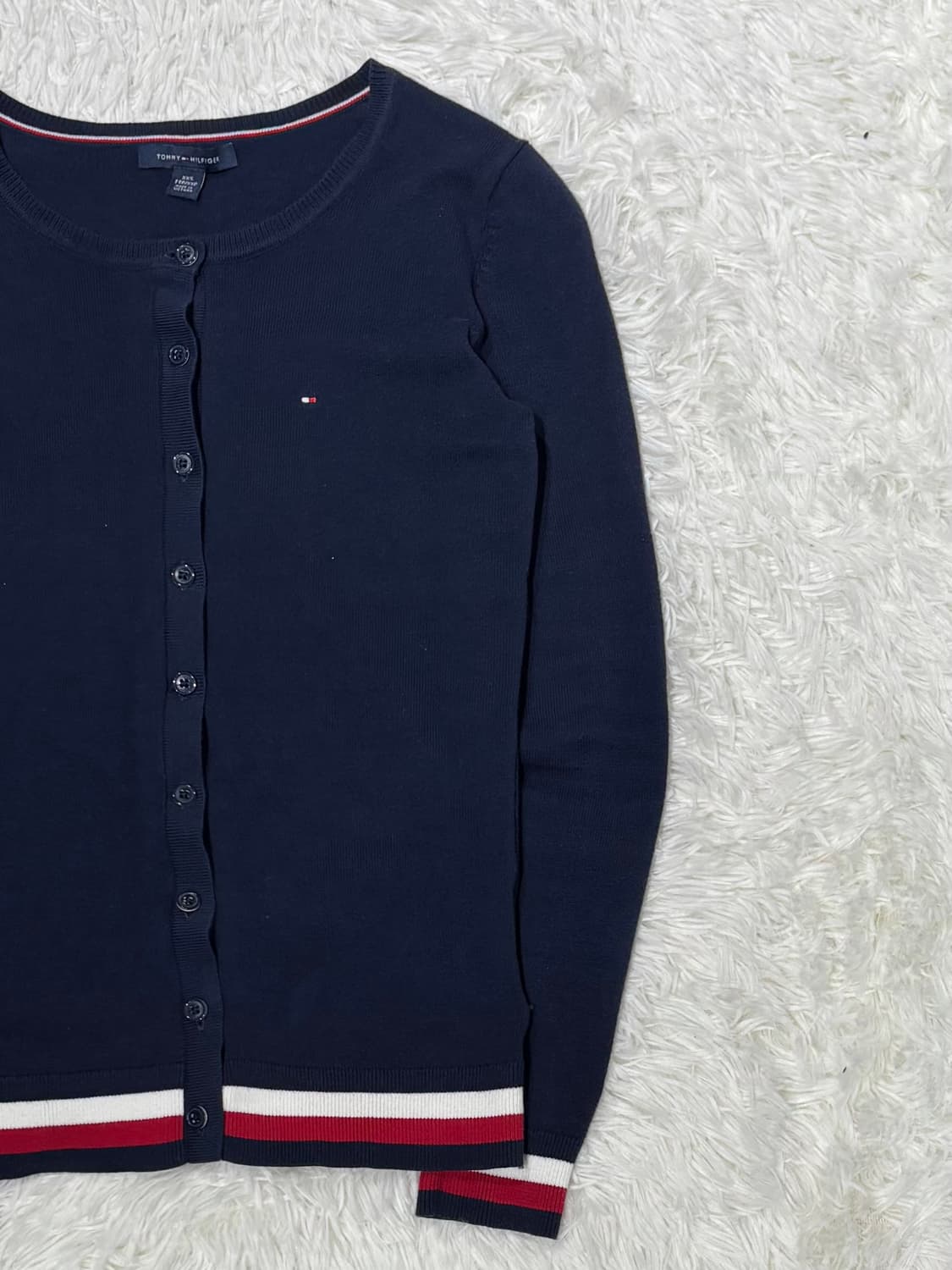 타미힐피거 네이비 딱붙핏 라운드 가디건 상품이미지6