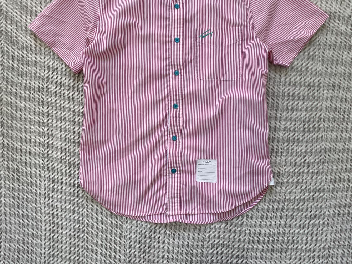 Tommy 타미힐피거 핑크 스트라이프 반팔 셔츠  J04021 상품이미지2