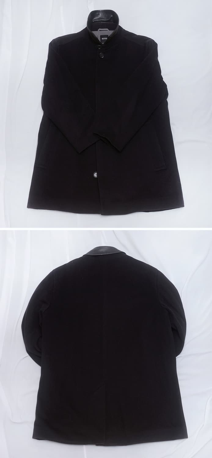 휴고 보스 가죽 넥카라 버진울 캐시미어 싱글 맥코트 (100-105) 상품이미지3