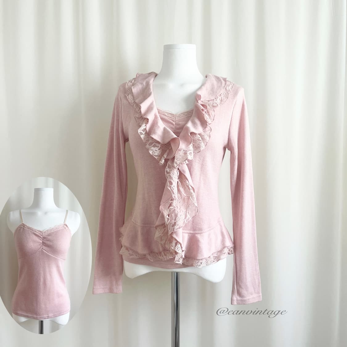 pink ruffle lace 2pcs set  상품이미지1