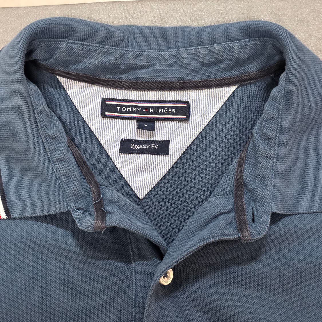 L 타미힐피거 다크블루 반팔 카라티셔츠 상품이미지4