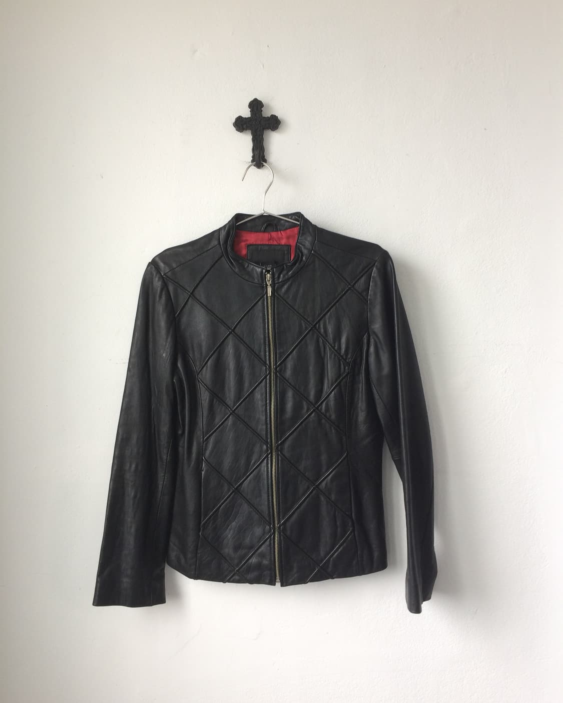 Pattern leather zip up jacket 상품이미지2