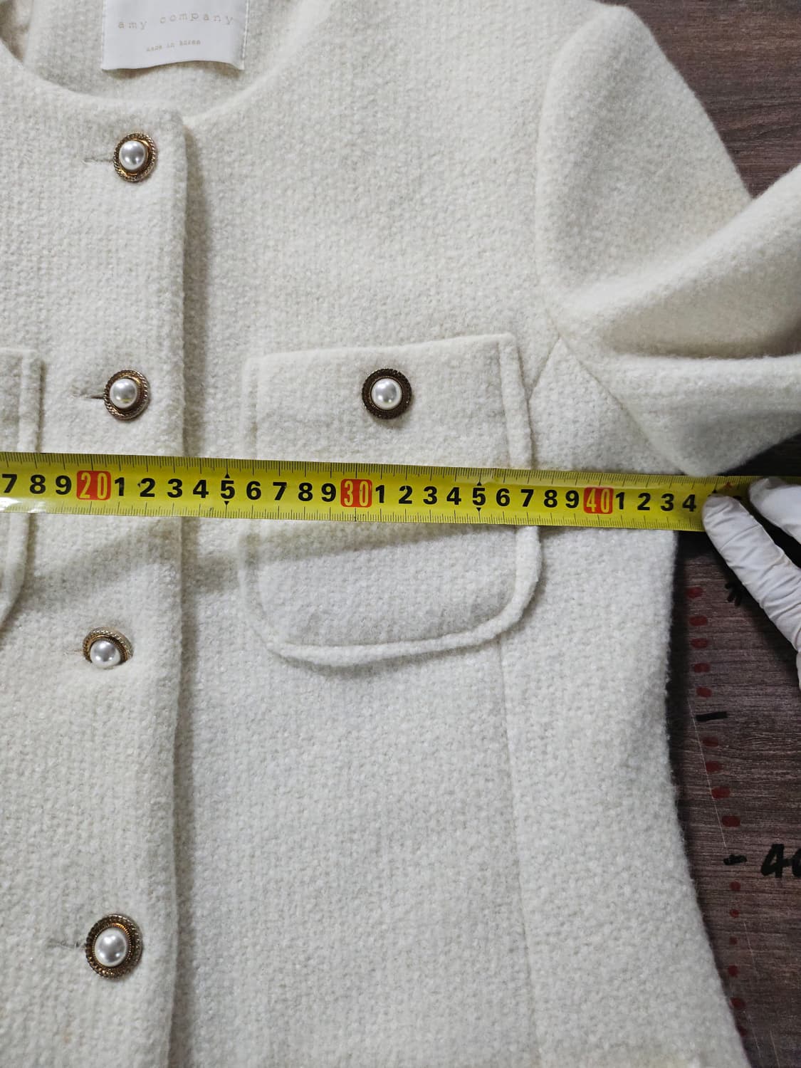 아이보리 트위드 진주버튼 자켓 S 상품이미지6