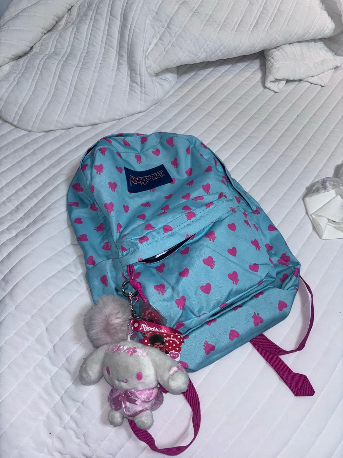 빈티지 민트 하트 땡땡이 잔스포츠 백팩 상품이미지1