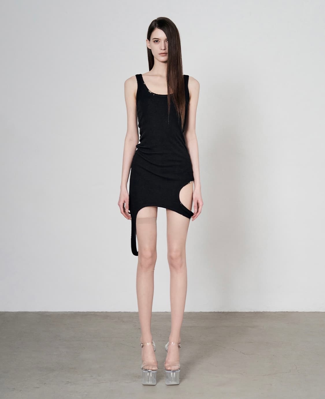 택O 새상품)본네 asymmetric dress 원피스 블랙 상품이미지1