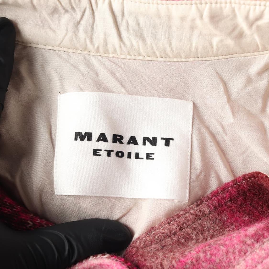 [L]이자벨마랑 버건디 핑크 체크 울 셔츠 롱 코트
 상품이미지7