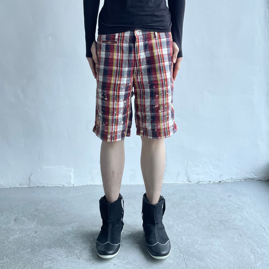 꼼데가르송 옴므 블리치 체크 쇼츠 상품이미지2