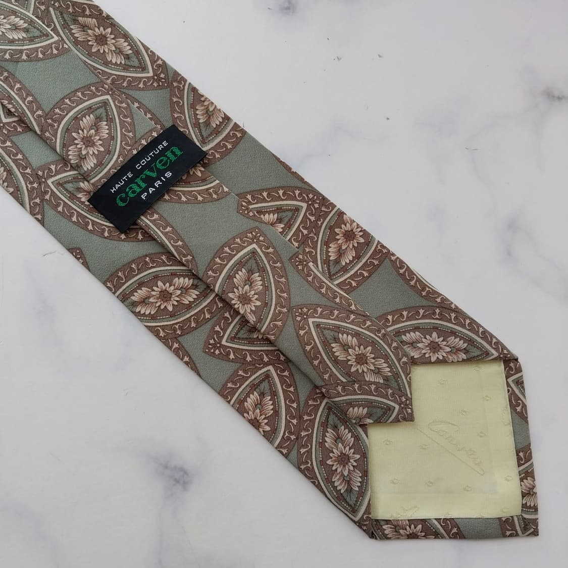 까르뱅 실크 연카키 페이즐리 패턴 넥타이 9.1cm A+등급 K2533
 상품이미지9