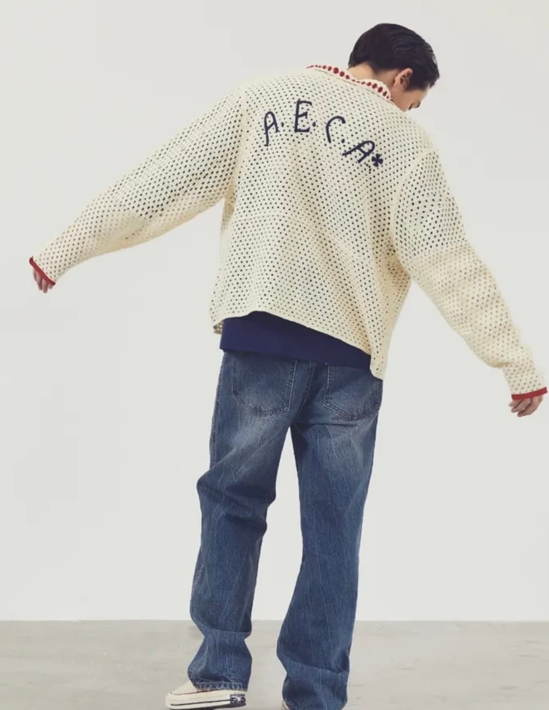 에이카화이트 크로셰 카라 니트 가디건 s 상품이미지1