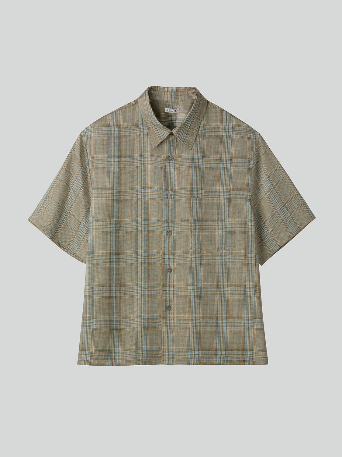 렉토 26SS 70S 빈티지 체크 셔츠 베이지 카키 상품이미지4