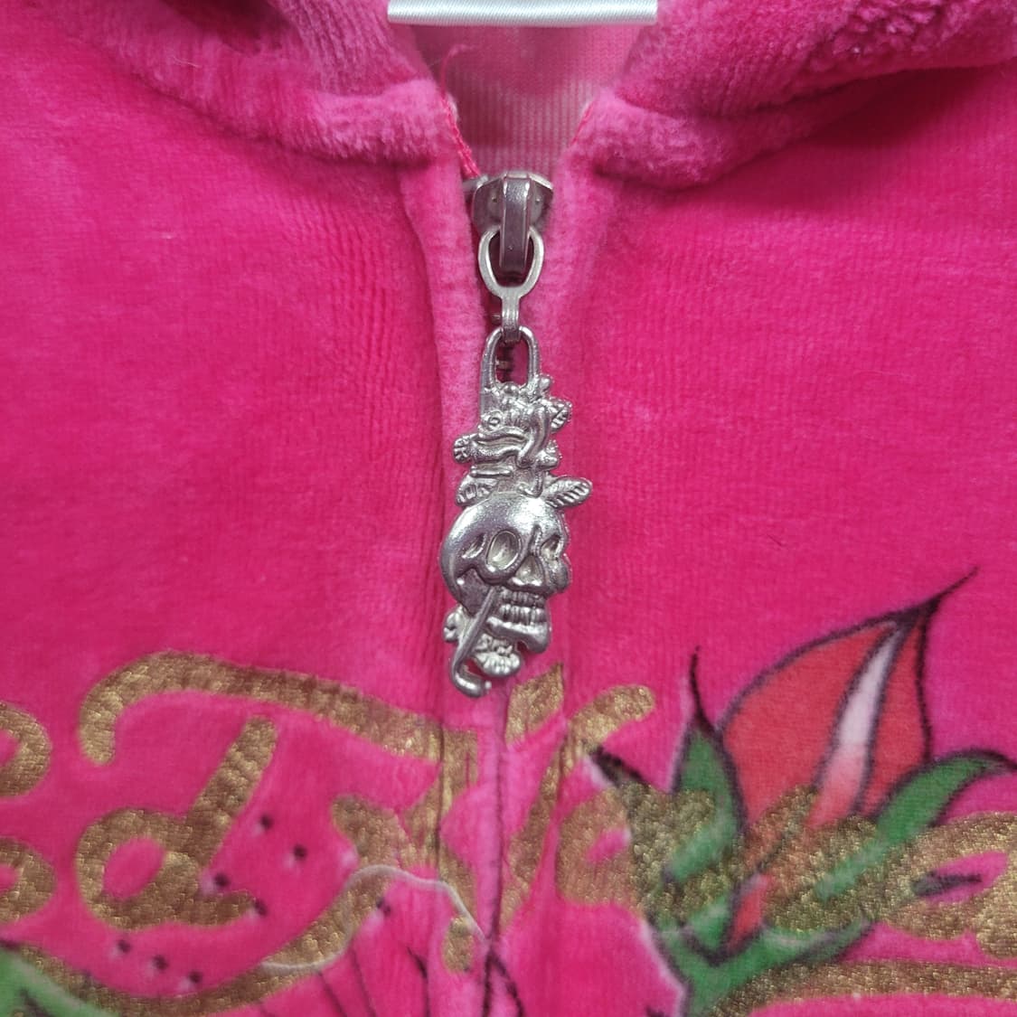 Ed Hardy 에드하디 올드스쿨 펑크 큐빅 벨루아 후드 집업 상품이미지4