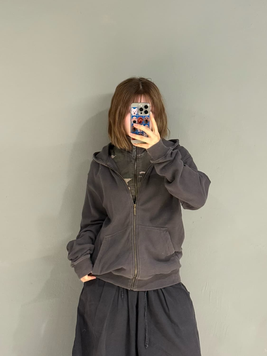 back eagle camo layered hood zip-up 상품이미지2