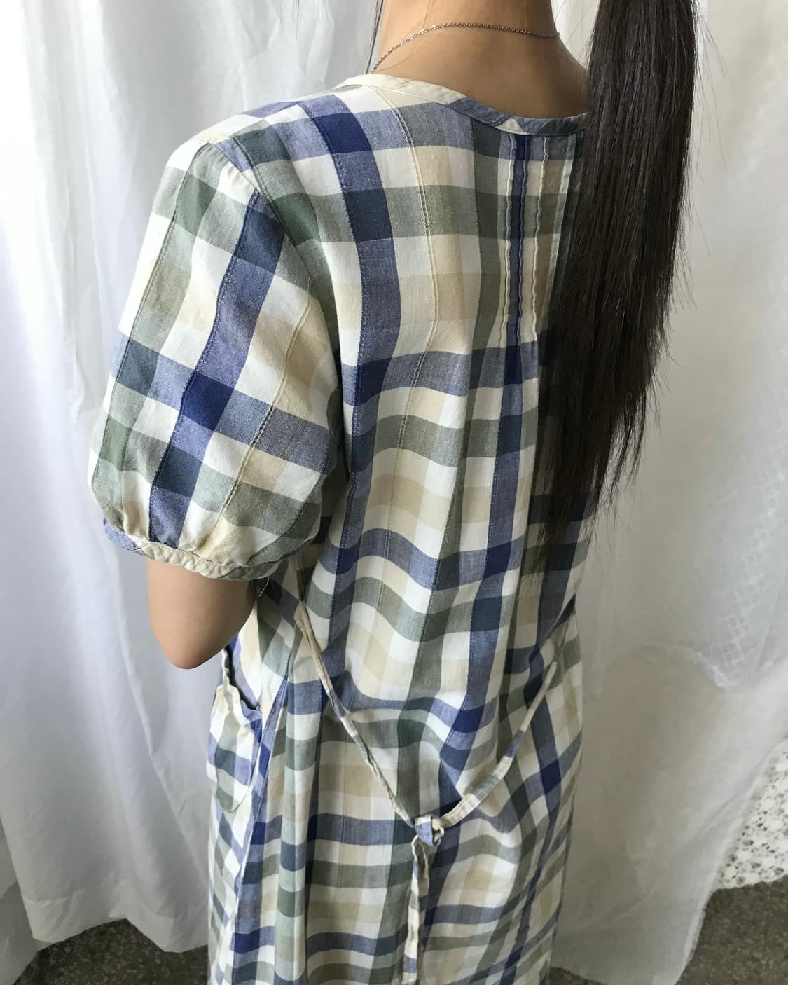 야옹이 체크 원피스  상품이미지3