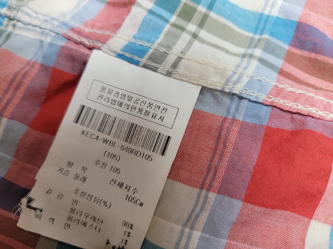 캘번 KELBURN 남자 반팔 체크셔츠 105 레드 상품이미지10