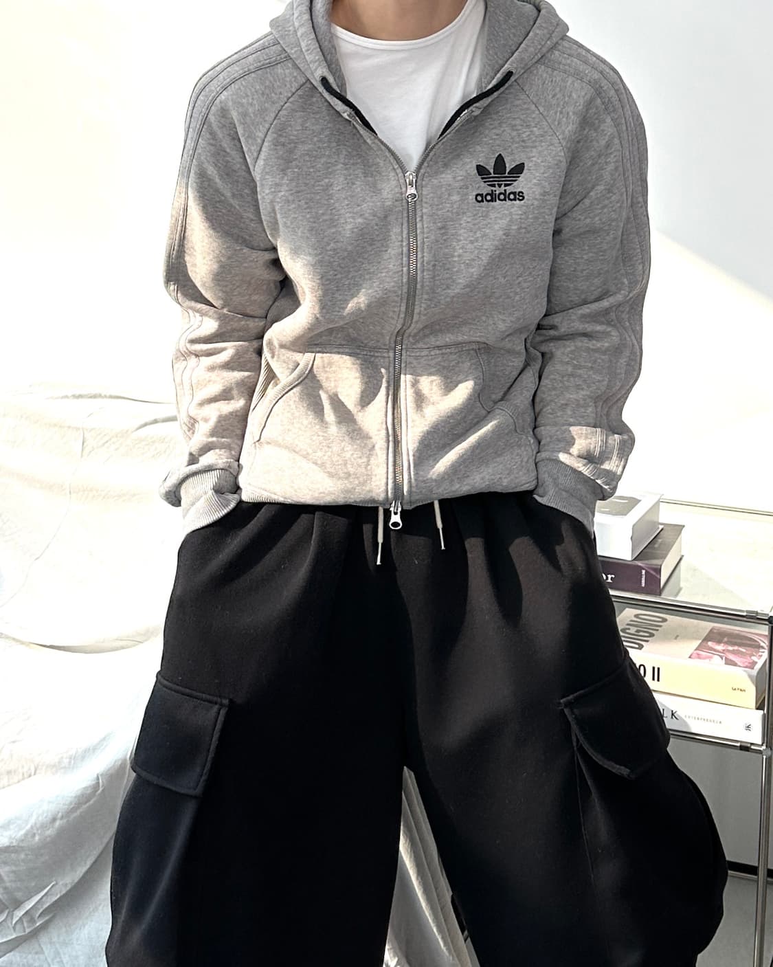 아디다스 올그레이 파이어버드 후드집업 S 상품이미지1