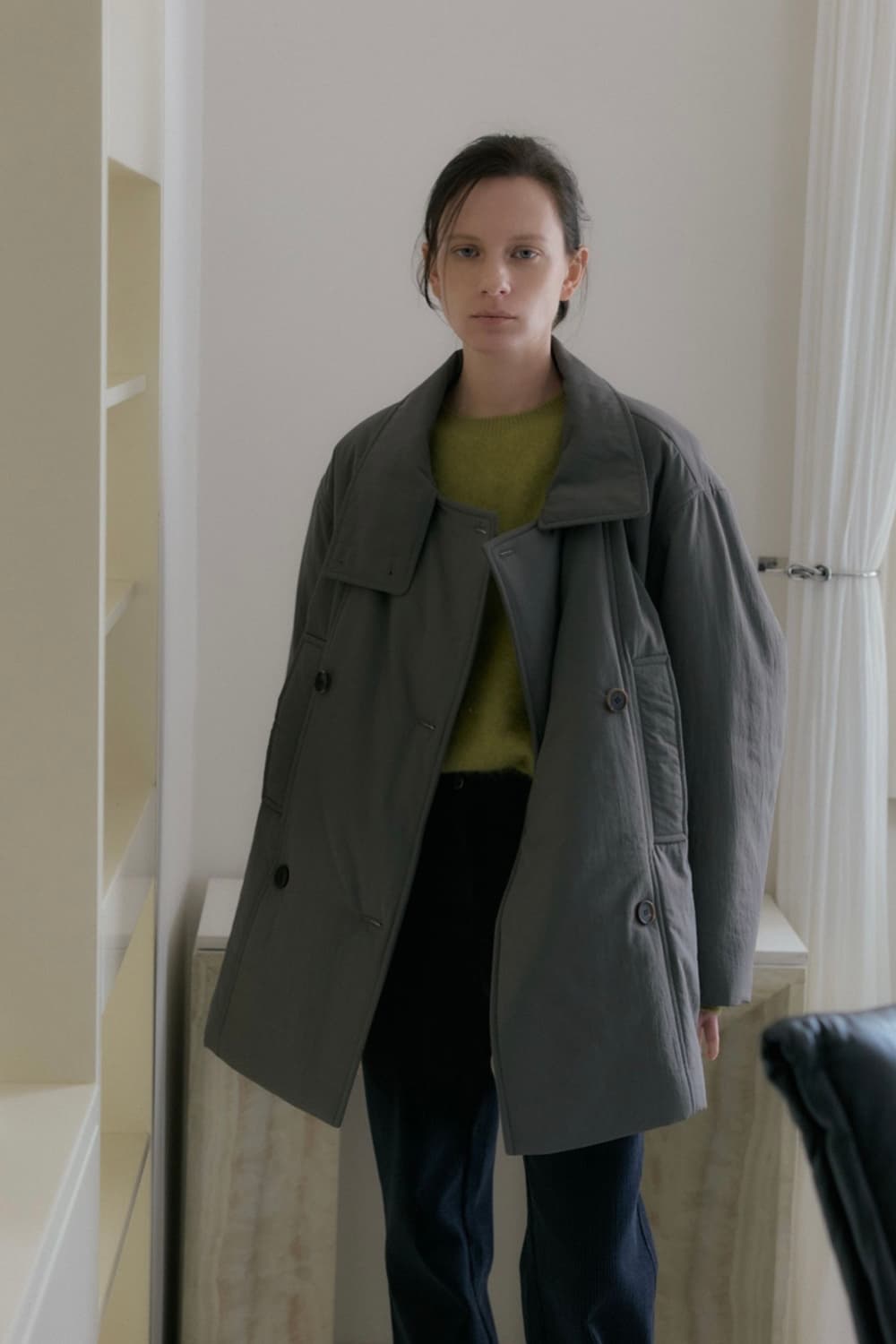 언더스탠딩 하이넥 패딩 자켓 (카키) 상품이미지1