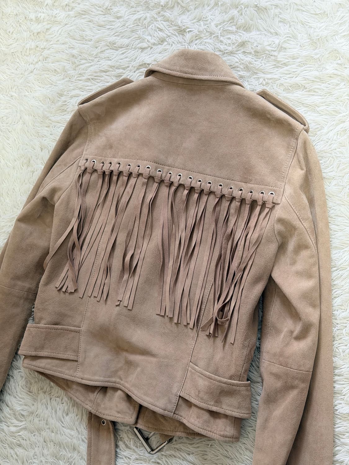 (AllSaints) 정품 여성 프릴 스웨이드 라이더 자켓 상품이미지4