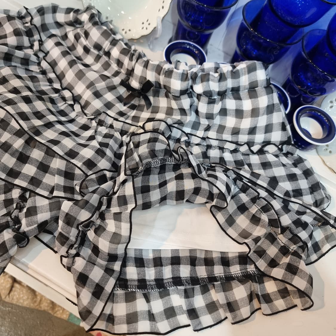 체크 캉캉 큐롯팬츠 상품이미지4