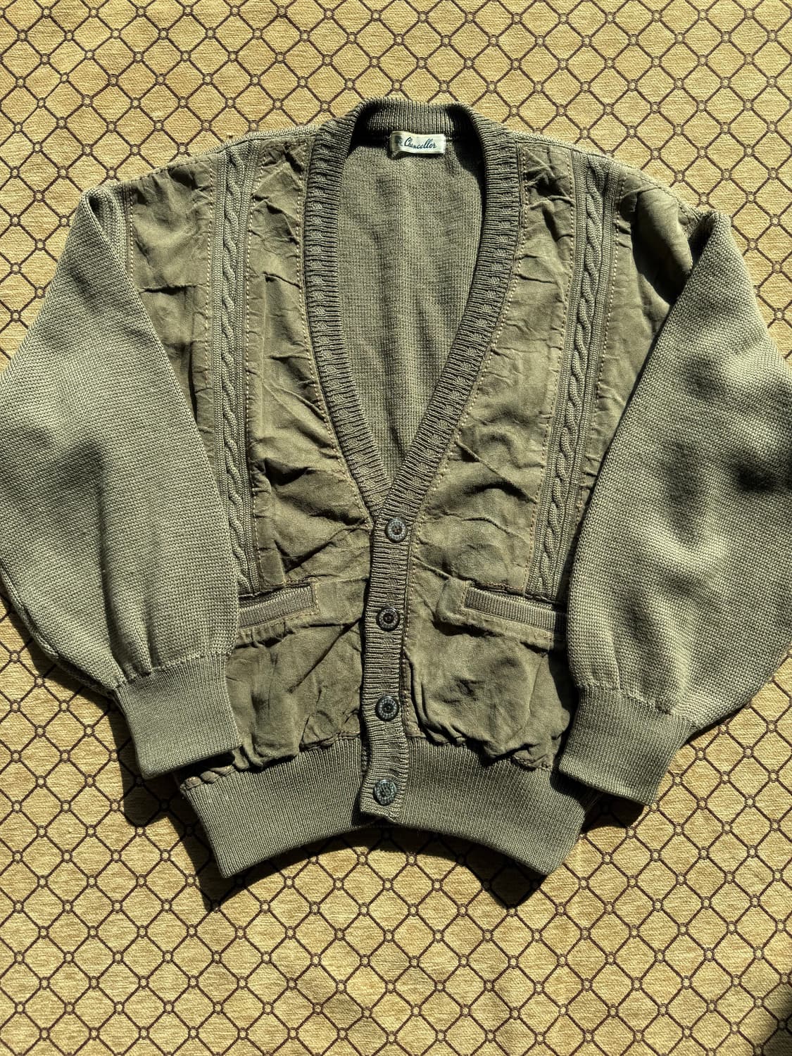 빈티지 레더 디테일 가디건 상품이미지2