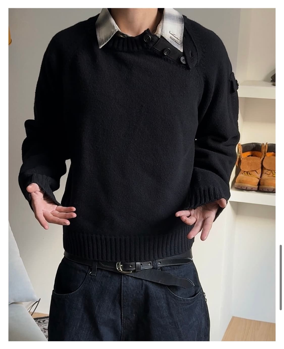 Military Henry Neck Knit  상품이미지2