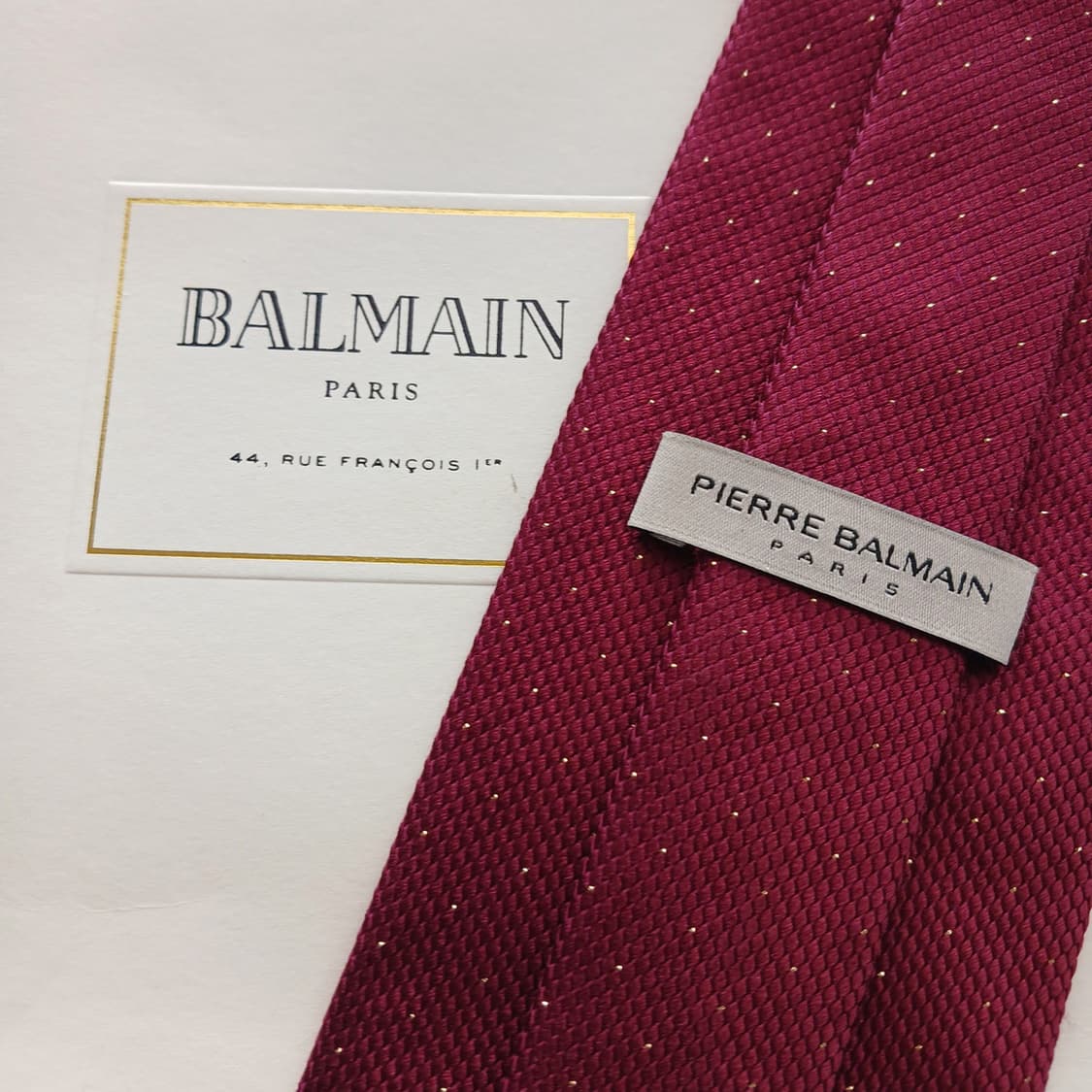 피에르 발망 실크 버건디 도트 넥타이 9.2cm A등급 A18650
 상품이미지5