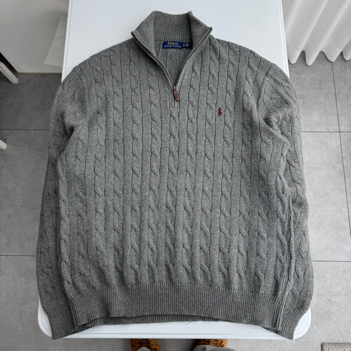 폴로 반집업 케이블 니트  상품이미지3