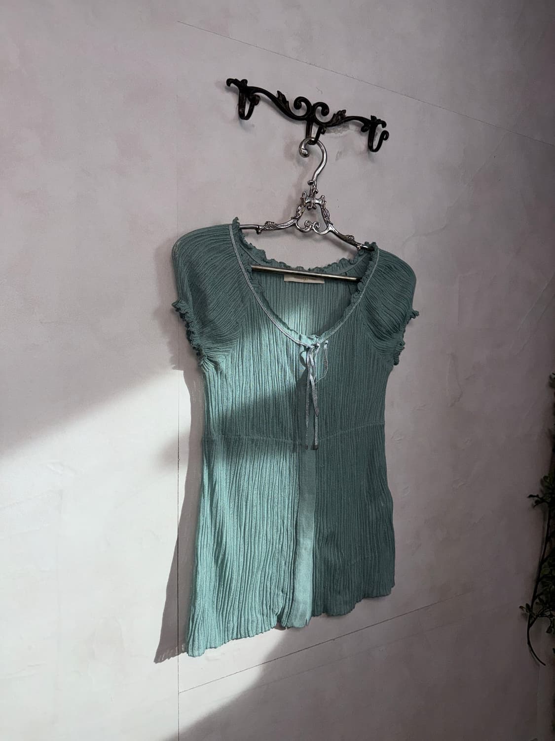 Mute blue pleated button cardigan  상품이미지2