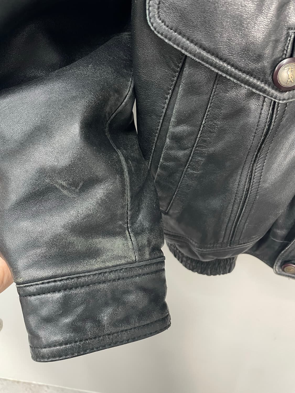 입생로랑 블랙 가죽 무스탕 자켓 H1399 상품이미지7