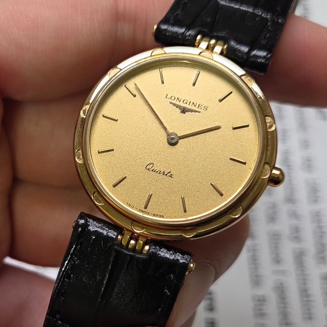 레어] 빈티지 론진 방돔형 금바리판 플라워베젤 올금장 슬림쿼츠 상품이미지4