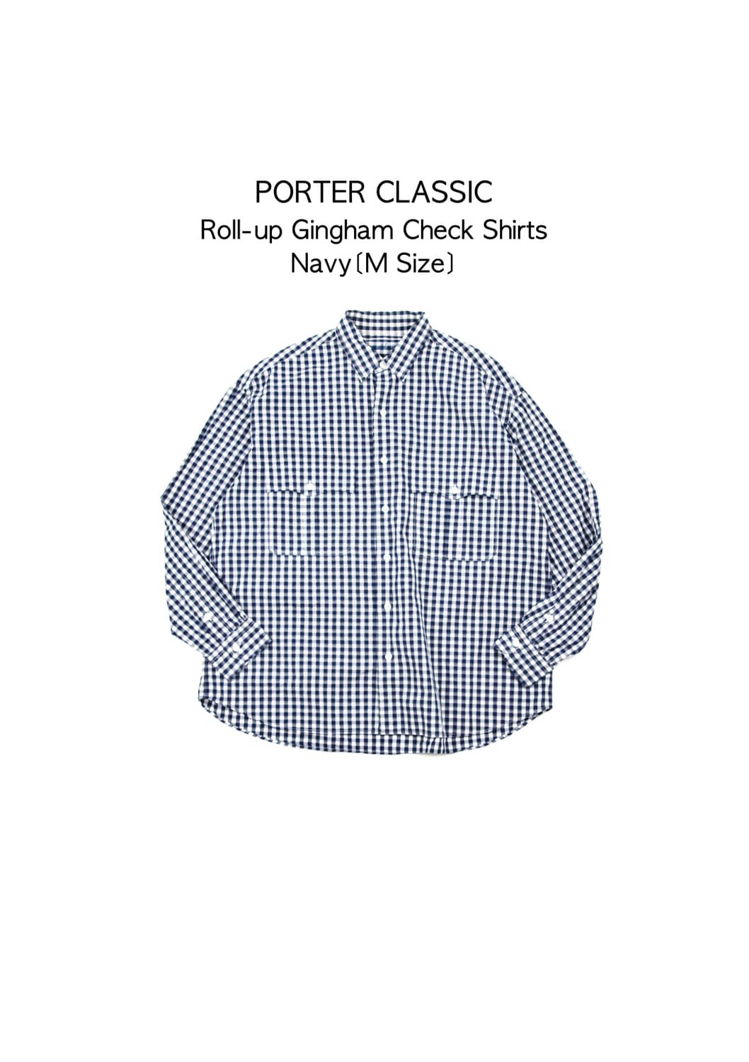 Porter classic 롤업 깅엄체크셔츠 네이비 상품이미지1