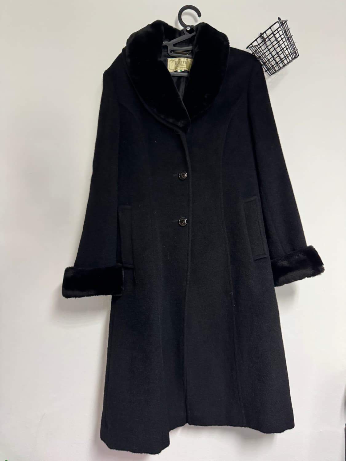 여성 키이스 런던 Keith 퍼 카라 알파카 고급 코트 블랙 상품이미지2