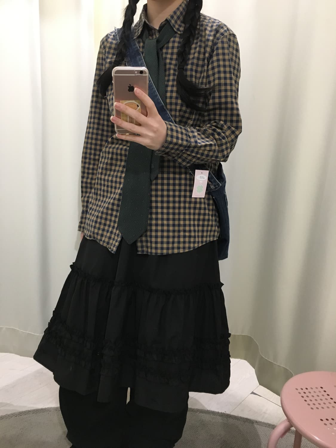 쿠키 브라운 체크 셔츠 상품이미지4