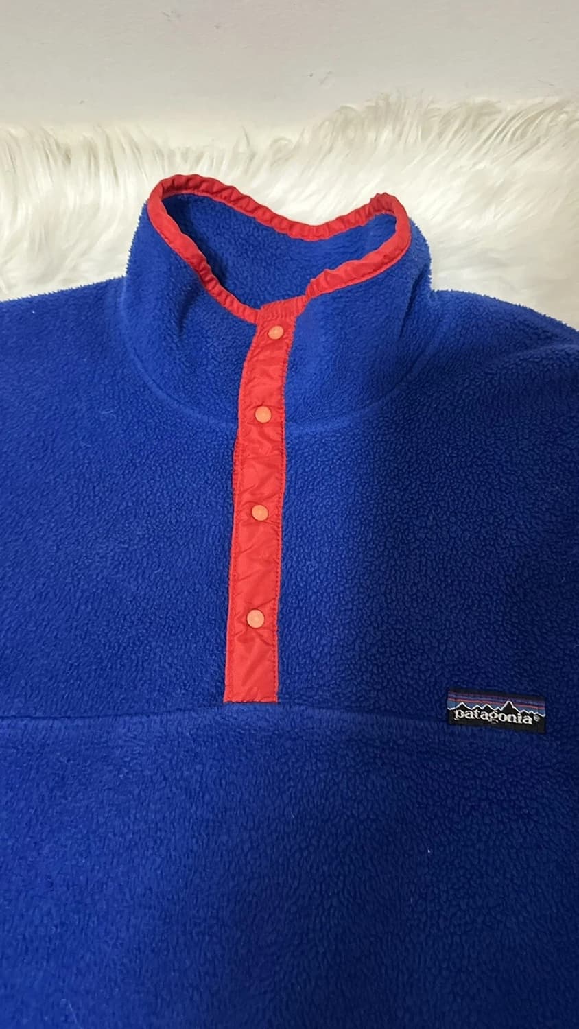 90s 파타고니아 신칠라 스냅-T 블루/레드 USA 상품이미지2