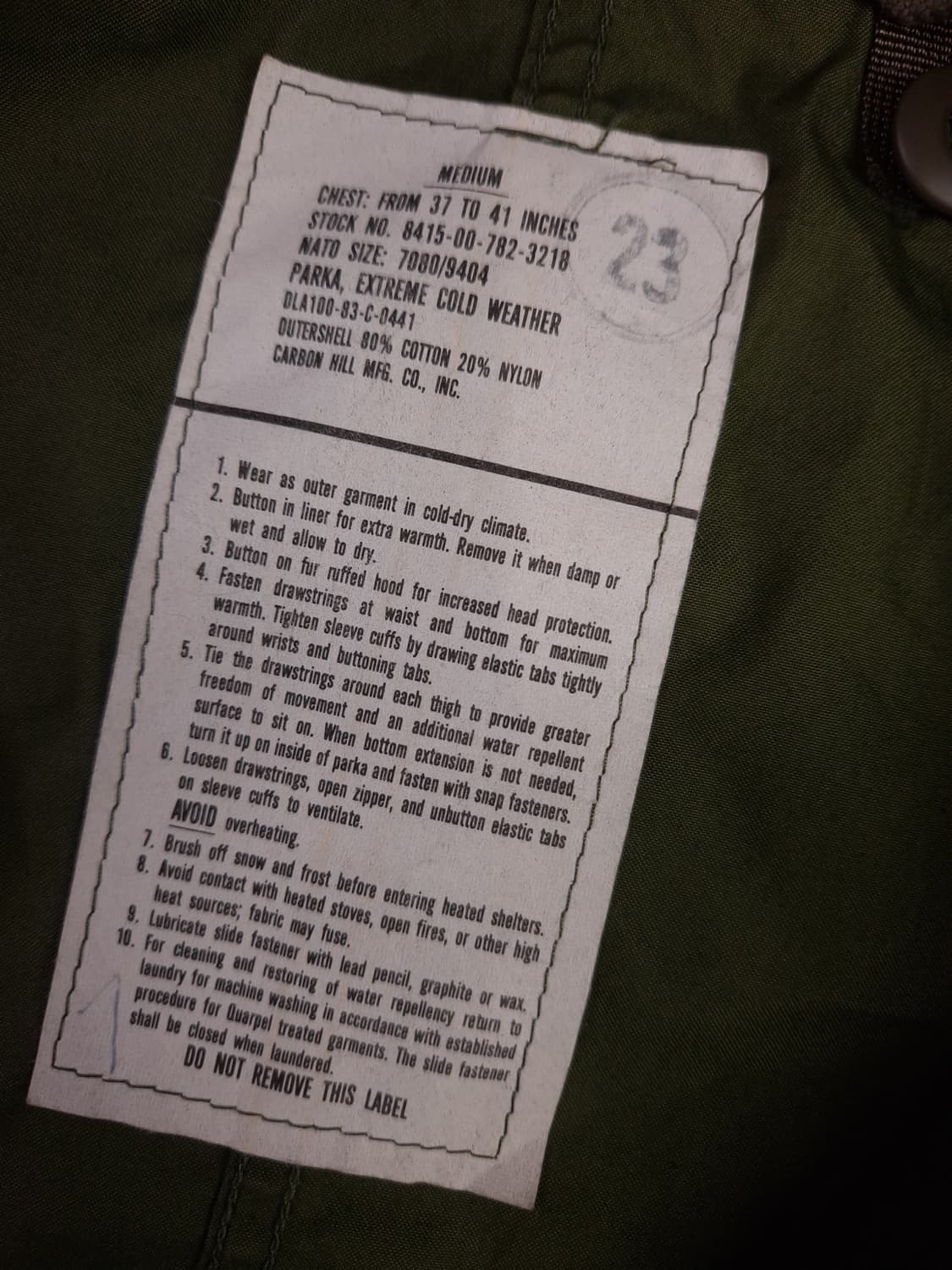 오리지날 미군 M-65 피쉬테일 개파카 상품이미지7