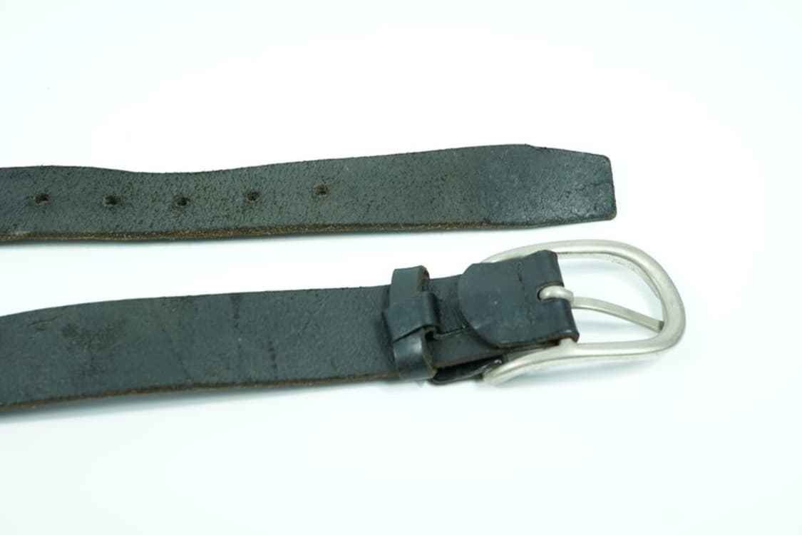  톰보이 미니멀 실버 버클 블랙 리얼 레더 빈티지 벨트 상품이미지6