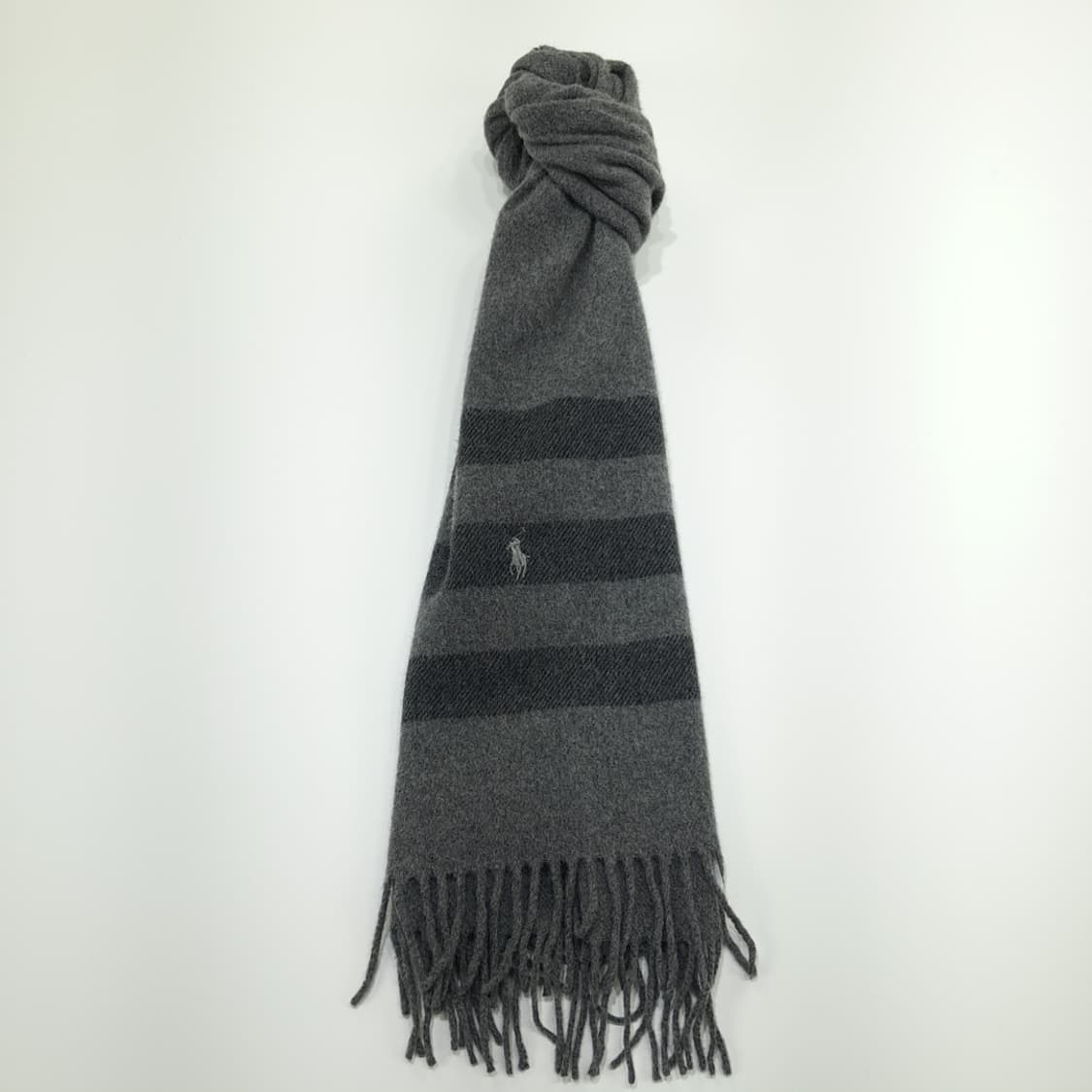 MX292 폴로 랄프로렌 그레이 투톤 스트라이프 울 목도리 머플러 상품이미지4
