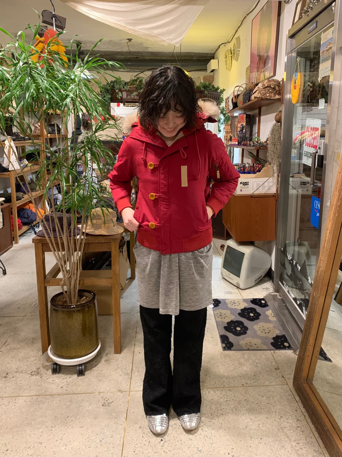 빔즈보이 N2b 레드 지퍼 퍼 후드 자켓 상품이미지2