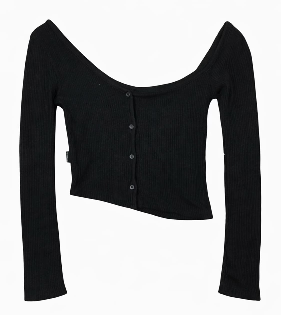 쓰리타임즈 One-Shoulder Button Ribbed Top 상품이미지1