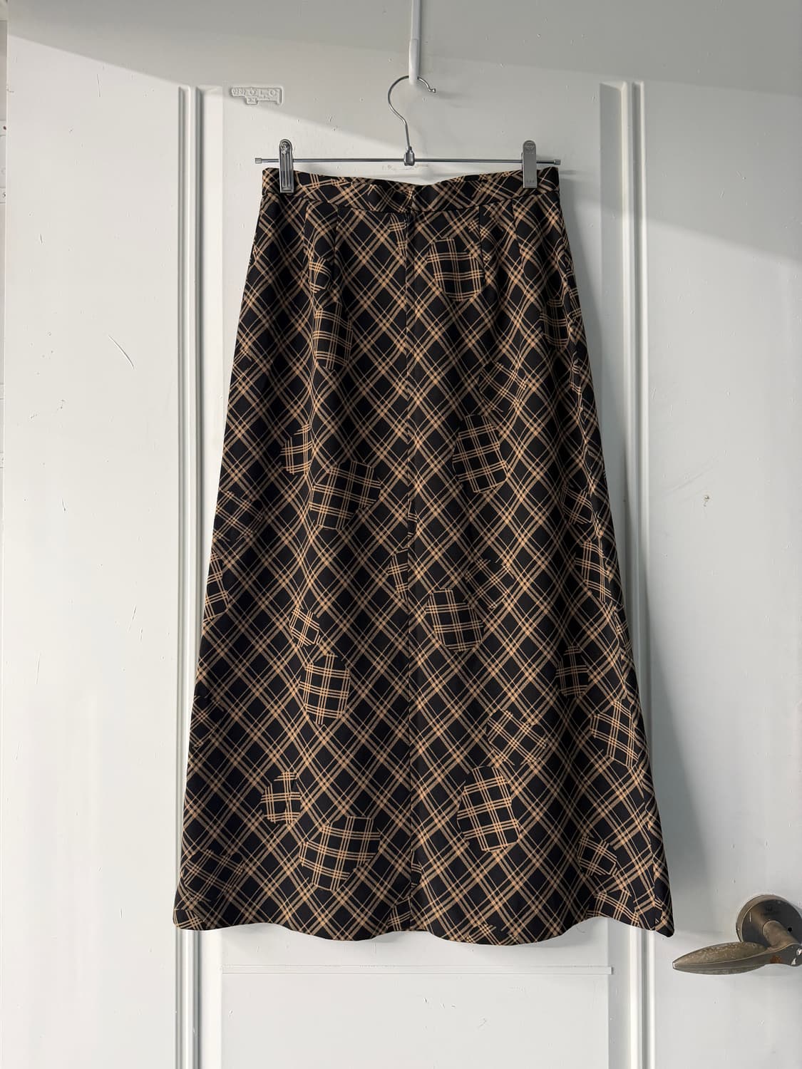 일본빈티지 패치워크 브라운체크 롱스커트 상품이미지7